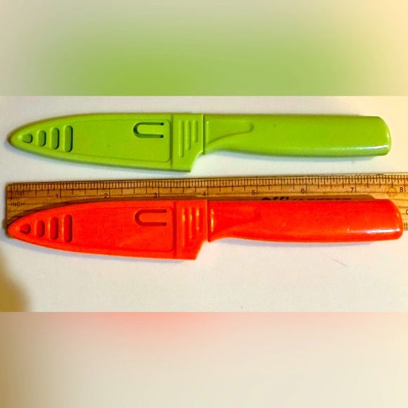 VTG ALL PURPOSE PARING NON STICK CERAMIC COATED BLADE SLEEVE GREEN ORANGE 7.75” - Picture 7 of 8